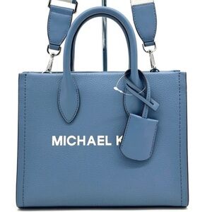 Michael Kors Mirella Small Pebbled Leather Crossbody Bag Blue Denim